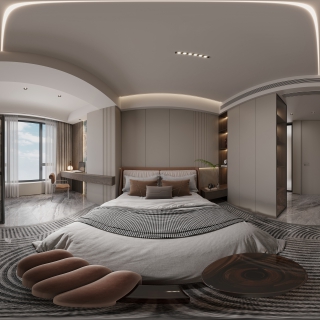 现代轻奢次卧1全景