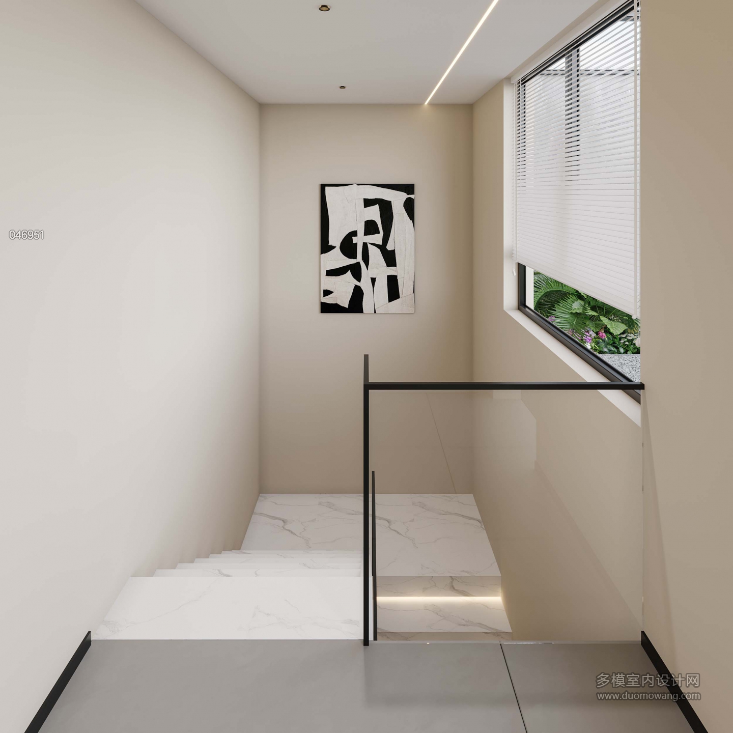 现代3层楼梯间透视