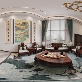 新中式客厅全景
