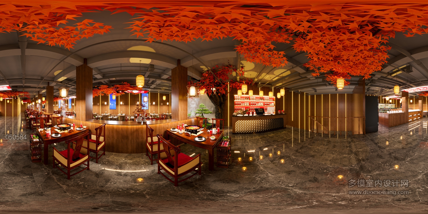 新中式火锅店全景