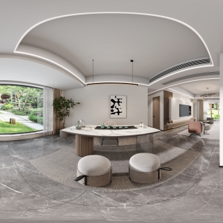 现代茶室全景