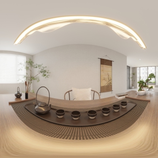 现代二楼茶室全景