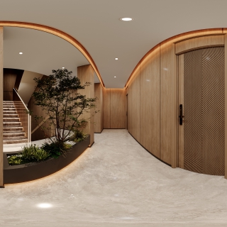 现代二楼过廊全景