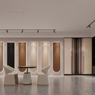 现代展厅展板区特写