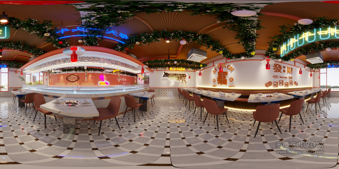 现代火锅店二楼全景1