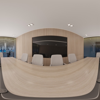 现代办公室小会议室全景