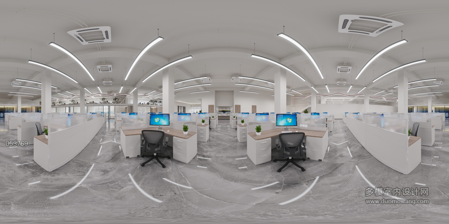 现代办公室公共区全景