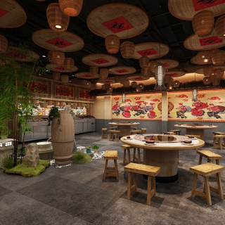 民族风彝族主题餐厅大厅静态b (1)