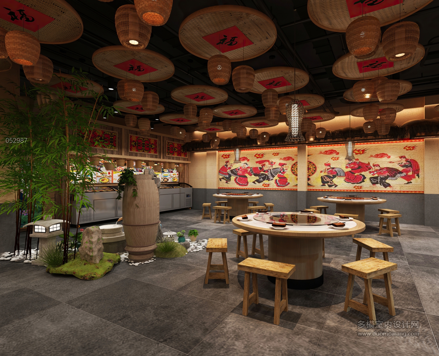 民族风彝族主题餐厅大厅静态b (1)