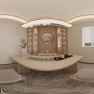 现代二楼书房全景