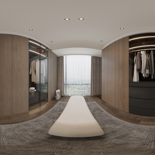 现代意式衣帽间全景