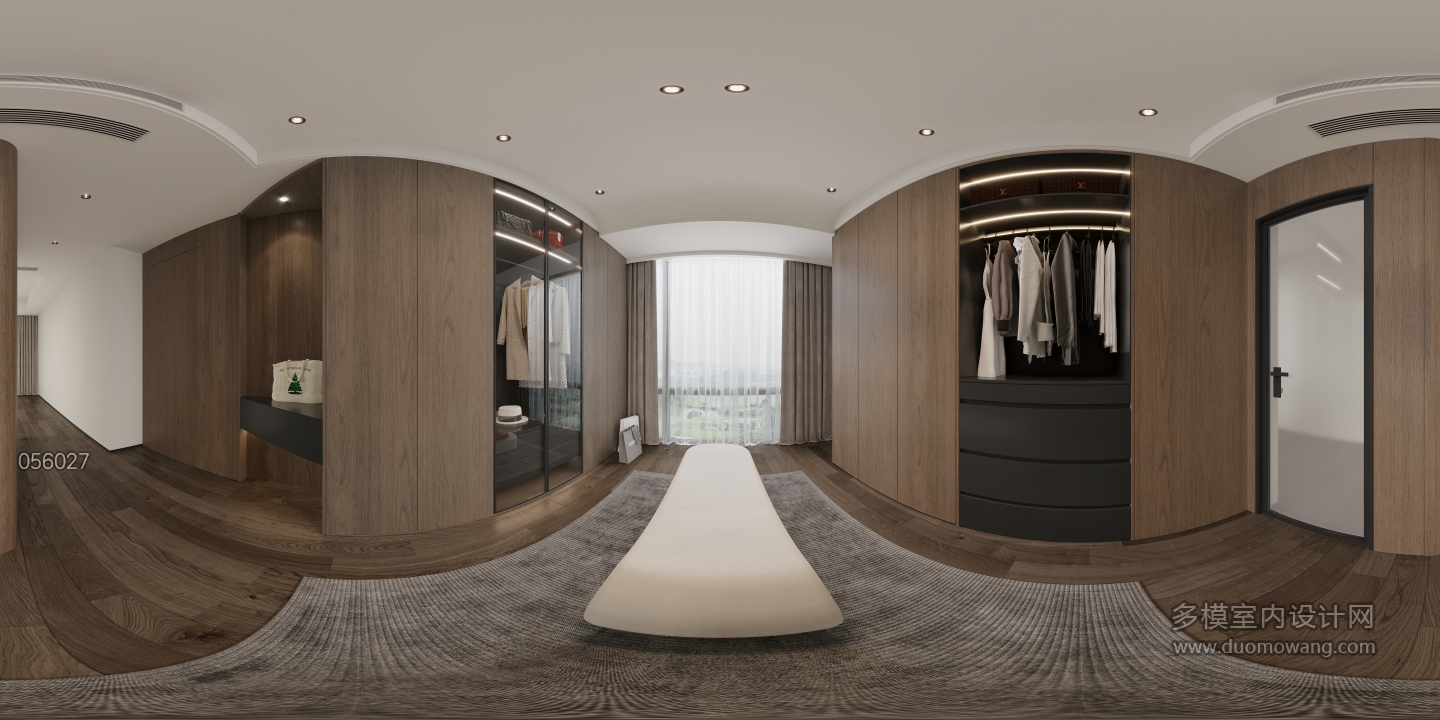 现代意式衣帽间全景