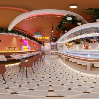 现代火锅店二楼全景2
