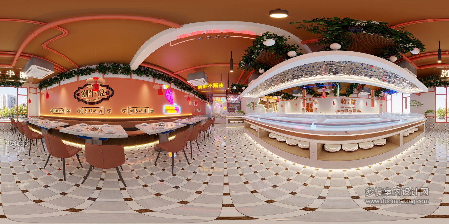 现代火锅店二楼全景2