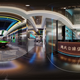 现代台球室全景