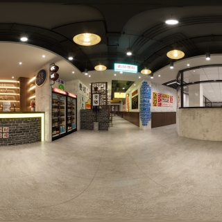 现代火锅店前台全景