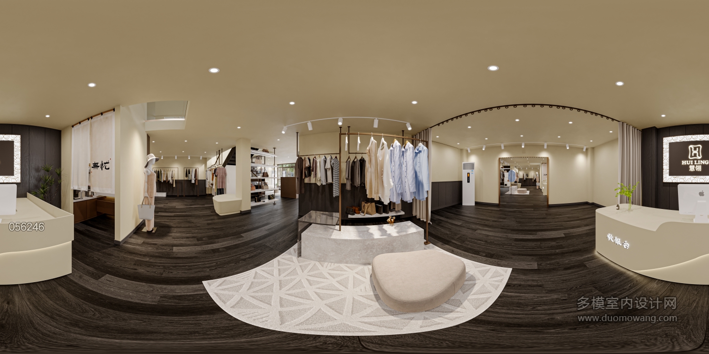 新中式服装店换衣区