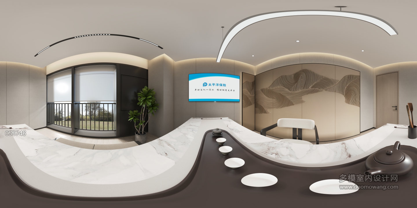 现代办公楼洽谈室全景