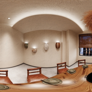 侘寂风铁锅炖2楼包房1全景