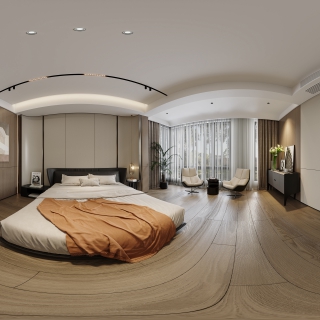 现代意式二层主卧全景