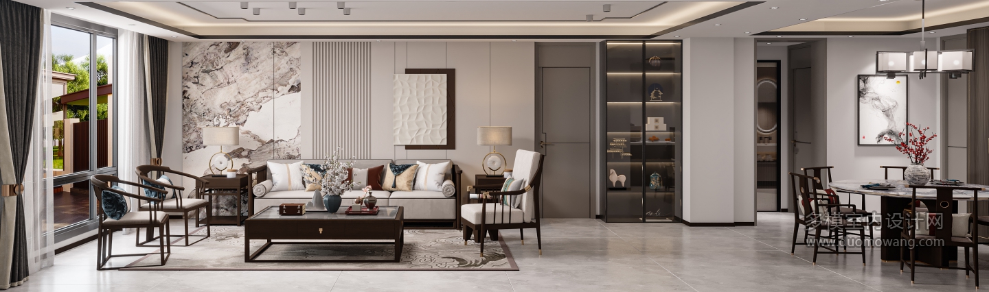 新中式客餐 沙发背景墙