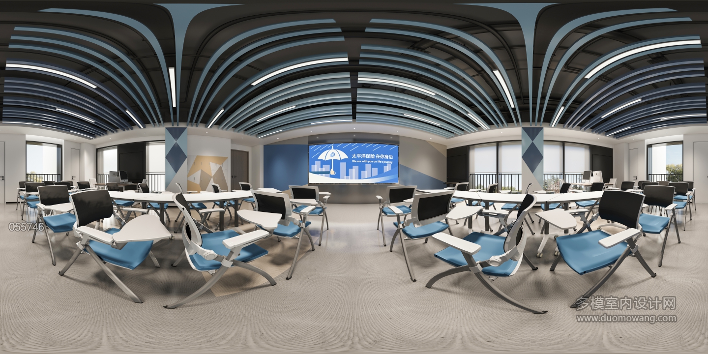 现代办公楼PSA早会会议室全景