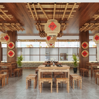 现代社区一楼餐厅特写