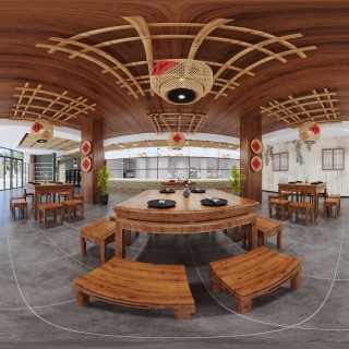 现代社区一楼餐厅全景
