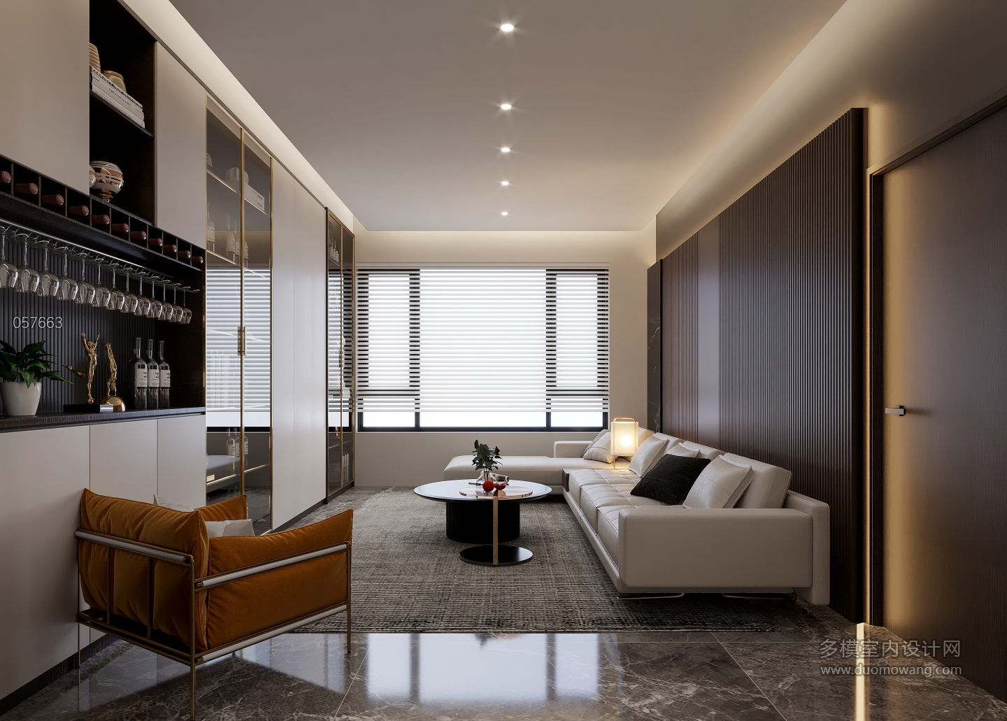 现代地下室休闲区特写